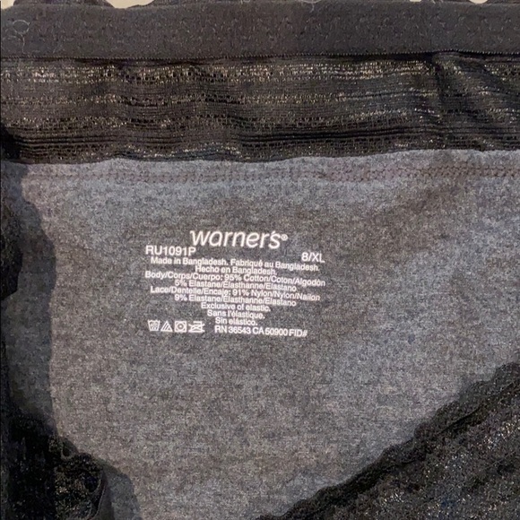 NWOT Warner's Gray/Black Briefs Size XL - Picture 2 of 3